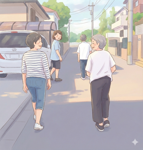 散歩風景（イラスト）